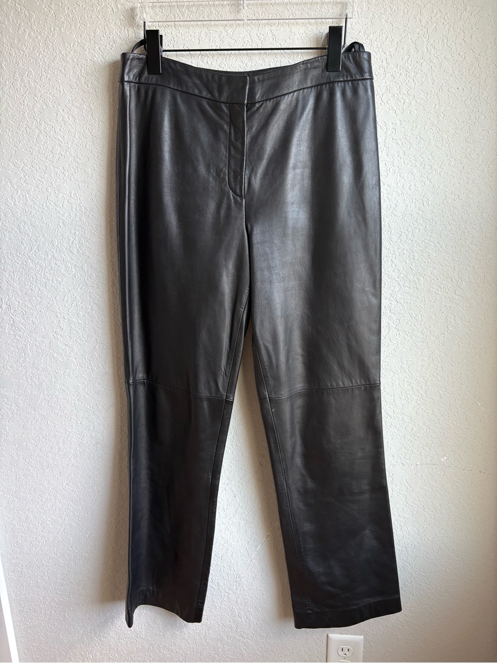 Valerie Stevens 100% Genuine Leather Pants Size 8 Black Straight Leg